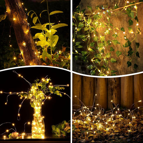kemooie 2 Packs Solar String Lights, Total 200 LED 66FT 8 Twinkle Modes Warm White Solar Powered Fairy Lights, Waterproof for Outdoor, Tree, Garde...