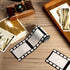 Gejoy 2 Rolls Filmstrip Tape Movie Party Decorations Filmstrip Poly Streamers Movie Reel Decor White and Black Material Film Border Roll for Cinem...