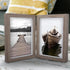 AEVETE 5x7 Double Picture Frames Hinged Wood Folding Picture Frames Vertically Display, Real Glass Front, Gray...