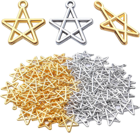 BronaGrand 100pcs Star Pentagram Charms Pendant Alloy Pentacle Charm Celestial Charms for DIY Bracelets Necklace Jewelry Making Craft Supplies...
