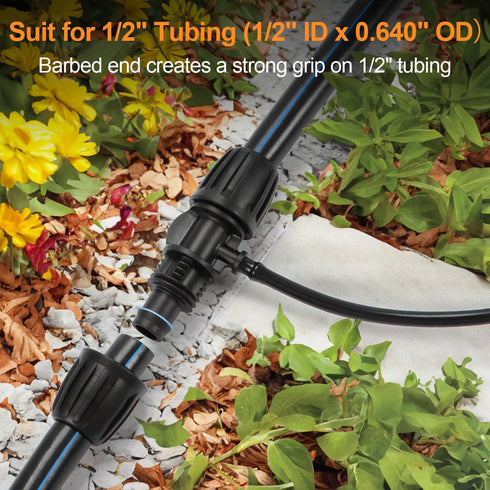 12 Pcs 1/2 inch to 1/4 inch Drip Irrigation Tubing Fittings, 1/2 Inch Drip Tubing (1/2" ID x 0.65" OD) to 1/4 Inch Irrigation Tubing Locked Barbed...