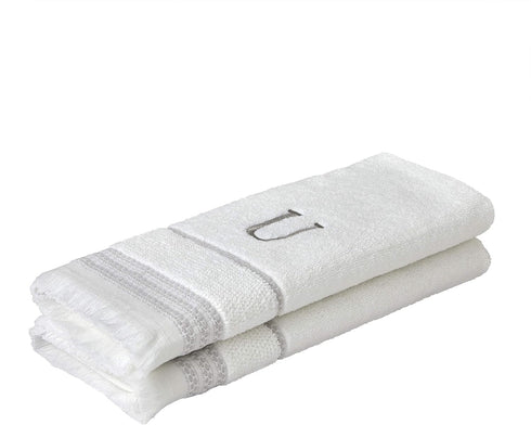 SKL Home Casual Monogram Hand Towel (2-Pack), U, 16x26, White...