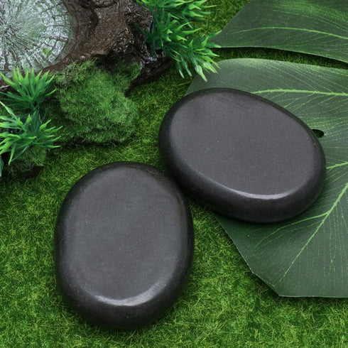 Essential Oil Set Hot Heater 2pcs Essential Massage Stones Hot Stones Rocks for SPA Massage 8 * 6cm Flat Side Hot Warmer Essential Oils Set...