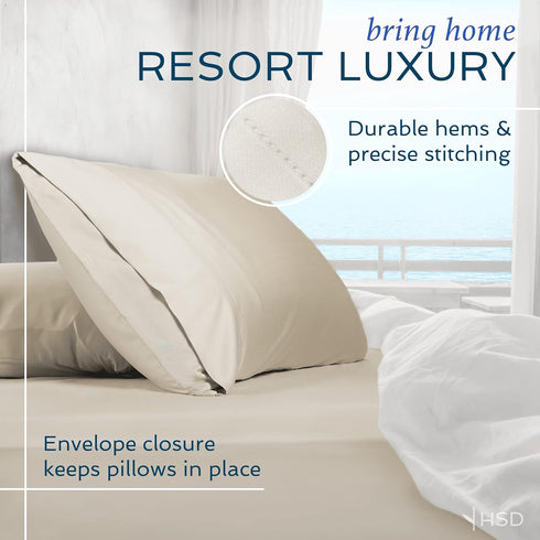 Hotel Sheets Direct King Size Pillowcases 2 Pack, 20x40 Inch, Cooling & Breathable Pillow Cases, 100% Viscose Derived from Bamboo Pillow Covers, S...