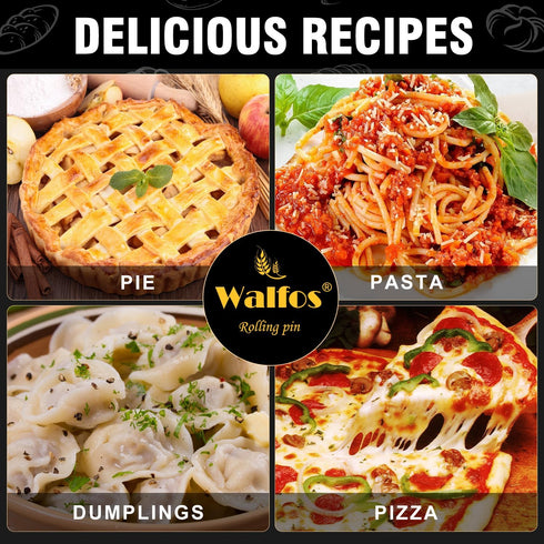 Walfos French Rolling Pin Set - Natural Wooden Rolling Pins (8inch, 15.7inch), Baking Dough Roller for Pizza, Pie, Pasta, Bread, Pastry, No Coatin...