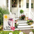 Hello Summer Flamingo Small Garden Flag Burlap Vertical Double Sided 12x18 Inch, Farmhouse Holiday Floral Beach Yard Outdoor Decor DF490...