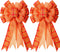 Iceyyyy Extra Large Fall Wreath Gift Bow -18.8x10.6inch Orange Buffalo Plaid Check Wreath Bow Swag Bow Thanksgiving Wreath Pre-Tied Bow For Fall, ...