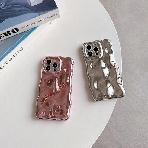 Case for iPhone 14 Pro Max,3D Wave Bubble Shape Ripple Chrome Pattern Soft Non-Yellowing Bumper Case Glitter Shiny Camera Shockproof Women Girls C...