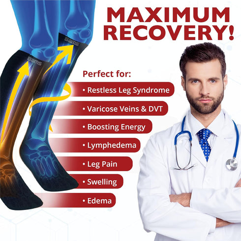 BAMS Plus Size Calf Compression Sleeve for Women & Men, Viscose from Bamboo Extra Wide Leg Support for Shin Splints, Leg Pain Relief and Support, ...