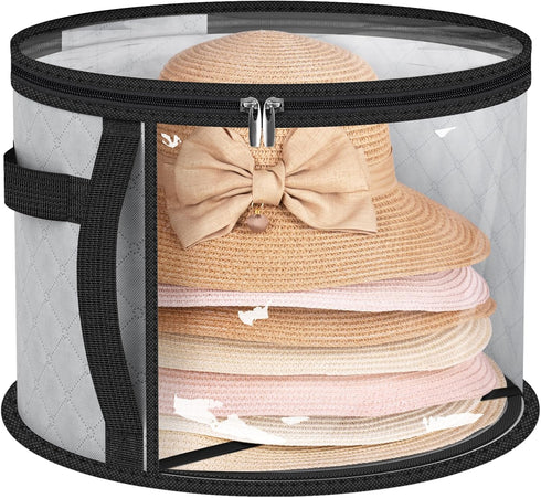 AOODA Oversized Clear Hat Storage Bag for Women, Holds up to 7 Caps Cowboy Hat Organizer for Closet, Wide Brims Hat Case with Carrying Handles (Gr...