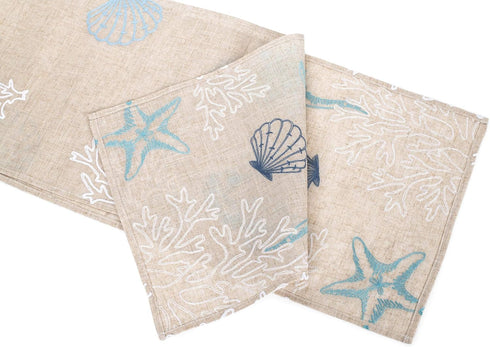 DII Design Imports Seashore Embroidered Table Runner...
