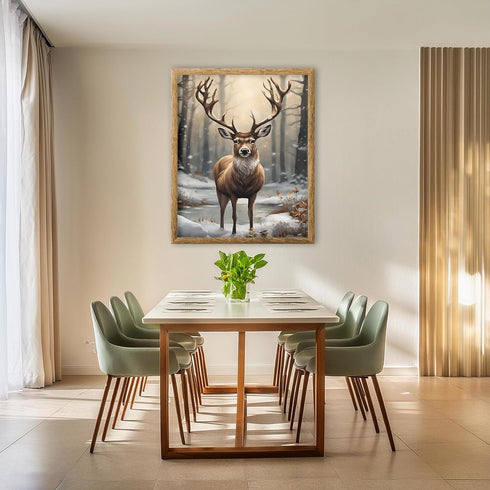 Posterizer 1 pcs- Beautiful moose in jungle-winter scene-Art for Animal Lovers-Landscape & Nature Art- Gift for Men Women Teens-Living Room Bedro...
