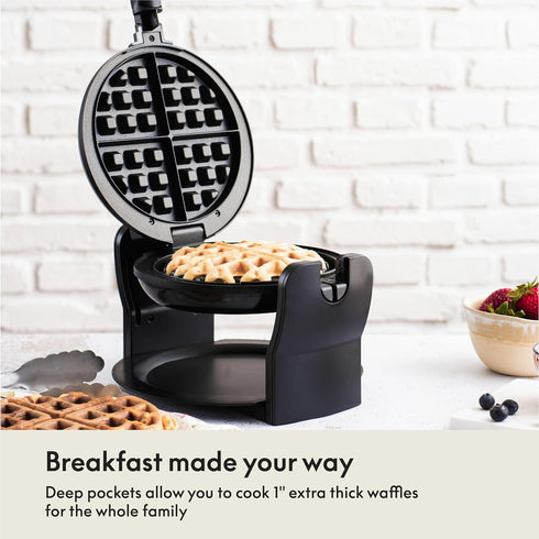 BELLA Classic Rotating Belgian Waffle Maker with Nonstick Plates, Removable Drip Tray, Adjustable Browning Control and Cool Touch Handles, Black...
