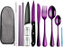 Portable Travel Utensils Set,Reusable Utensils,Travel Camping Cutlery Set,Stainless Steel Flatware Set with Case,Lunch Boxes Workplace Camping Sch...
