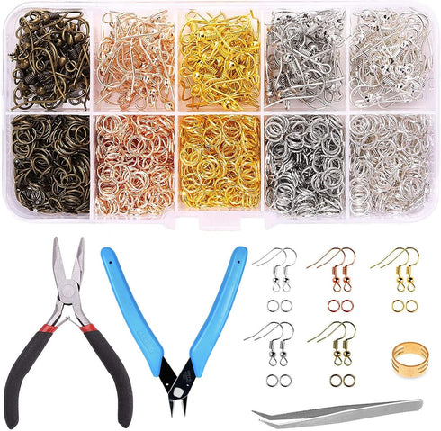 5 Colors Earring Hooks Kit Hypoallergenic Ear Wires and 1000pcs Jump Rings for Earrings Making Jewelry Making Findings...
