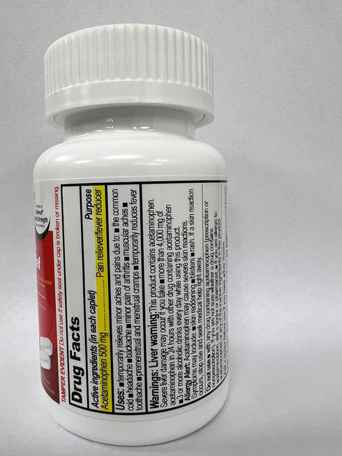 Extra Strength Pain Relief Acetaminophen 500mg 100 Tablets...