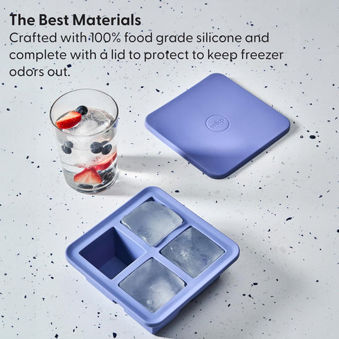 W&P Peak Silicone Extra Large Cube Ice Tray w/ Protective Lid | Blue Peak | Easy to Remove Ice Cubes | Food Grade Premium Silicone | Dishwasher Sa...