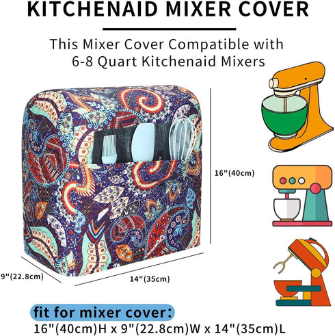 Kitchen Aid Mixer Cover,Kitchen Stand Mixer Cover Compatible With 5-8 Quart Kitchenaid Hamilton Mixers,Kitchen Aid Covers for Stand Mixer With Poc...