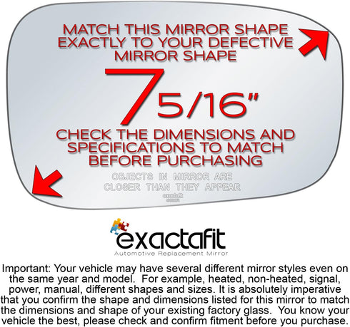 exactafit 8810R Passenger Side Mirror Glass Replacement Repair Compatible With 2003 2004 2005 2006 2007 Honda Accord...