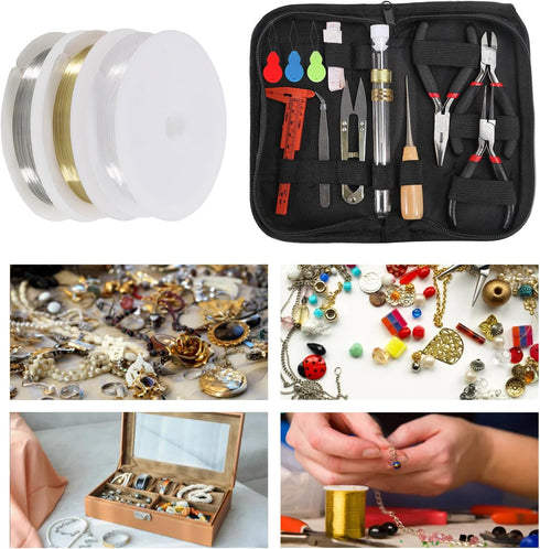 D-FLIFE Jewelry Making Supplies Kit with Jewelry Tools, Jewelry Wires and Jewelry Findings for Jewelry Repair and Beading (23pcs)...
