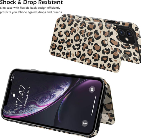 LETO for iPhone 12 Pro Case,iPhone 12 Case,Flip Folio Leather Wallet Cover with Fashion Flower Designs for Girls Women,Built-in Card Slots Kicksta...