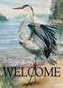 Welcome Spring Summer Seabird Coastal Beach Small Decorative Garden Flag, Blue Heron Yard Bird Sea Lake Ocean Home Outside Decoration, Nautical Tr...