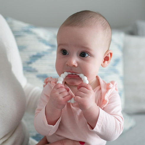 Dr. Brown's Flexees Beaded Teether Rings, 100% Silicone, Soft & Easy to Hold, Encourages Self-Soothe, 3 Pack, Pink, White, Gray, BPA Free, 3m+...