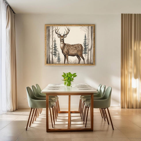 Posterizer 1 pcs- A deer in a foggy jungle with tall trees-Art for Animal Lovers-Landscape & Nature Art- Gift for Men Women Teens-Living Room Bed...