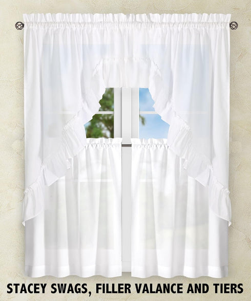 Ellis Curtain Stacey Sheer Balloon Valance, 60" x 15", White...