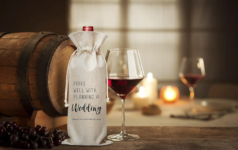 Pairs Well With Planning A Wedding Wine Bag, Gift for Wedding Ceremony, Engagement?Burlap Bag – 1 Pc(EES 011)...