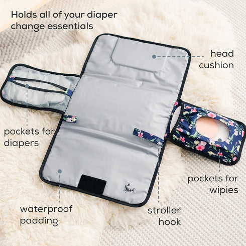 First Landings Portable Diaper Changing Pad - Convenient Travel Changing Pad and Wipe Holder - Portable Changing Pad - Navy...