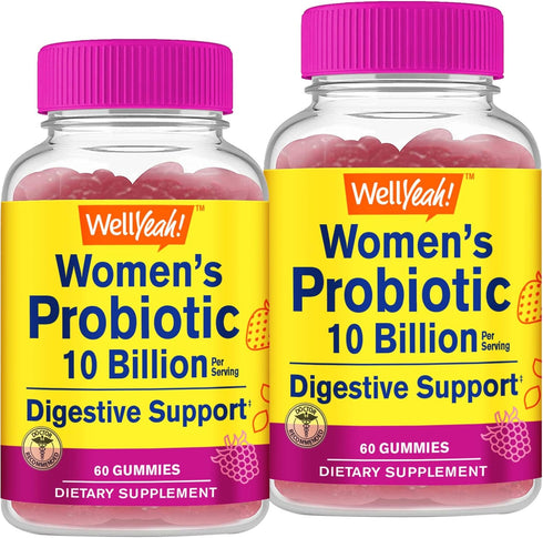 Probiotics for Women Gummies (2 Pack) - 10 BILLION CFU - for Digestive Support, Gut Health, and Feminine Health Support -Berry Flavor - Vegan, Del...