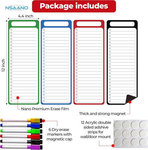 Magnetic to Do List for Refrigerator, Whiteboard for Fridge, Dry Erase Board with Lines, Reusable Grocery List, Chore Chart for Adults, Small Whit...