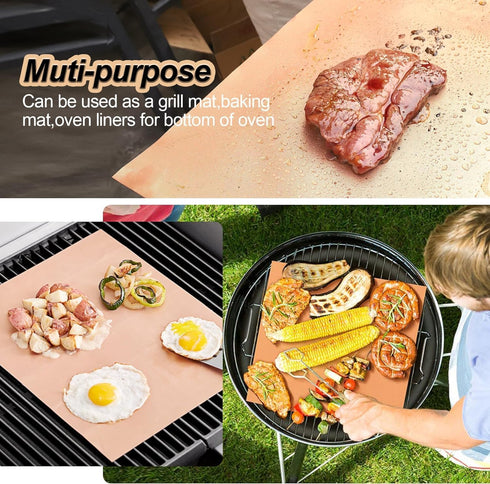 UBeesize 7 Pack Copper Grill Mats for Outdoor Grill, Heavy Duty BBQ Grilling Matt & Oven Liners, Resuable, Easy to Clean, Works on Gas Charcoal El...