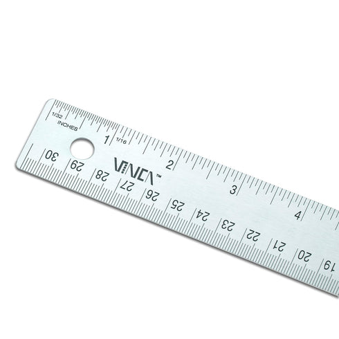 VINCA SSRN-12 Stainless Steel Office Drawing Ruler 0-12 Inch 0-30cm with Non Slip Cork Base Measuring Tool...