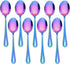 LIANYU 9-Piece Rainbow Toddler Spoons, Kids Baby Spoons Self Feeding, Stainless Steel Children Silverware Set for 2-10 Year Old, Preschooler Cutle...