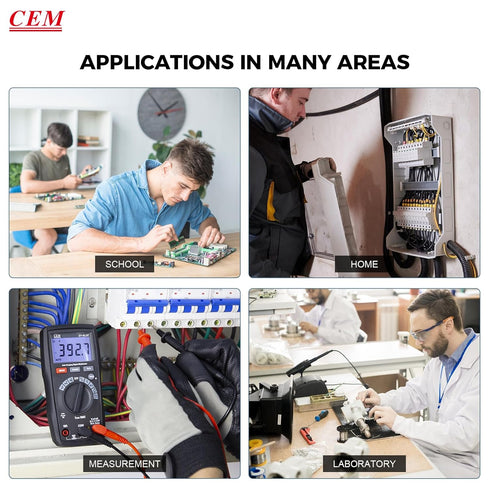 CEM DT-913T Digital Multimeter TRMS 4000 Counts Voltmeter Auto-Ranging Fast Accurately Measures LCD display Voltage Current Amp Resistance Diodes ...