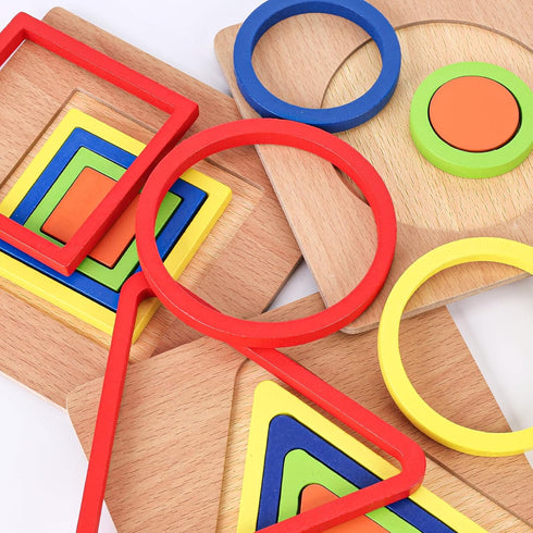 MCPINKY 3 Sets Toddler Puzzles, Wooden Shape Sorting Puzzles Montessori Puzzles Preschool Wooden Sensory Toys Age 1-3...