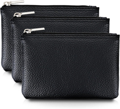 simarro Leather Zipper Coin Purse, PU Lychee Pattern Coin Purse Portable Change Wallet Mini Coin Pocket Pouch Change Holder for Men & Women 3 pcs ...