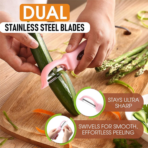 Spring Chef Premium Swivel Vegetable Peeler, Soft Grip Handle and Ultra Sharp Stainless Steel Blades - Perfect Kitchen Peeler For Veggie, Fruit, P...