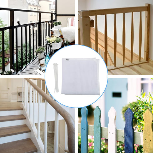 CM Child Safety Rail Net Balcony Protective Net Stair Railing Proof Mesh Banister Safety Guard with Zip Ties for Protect Baby Pets Toys Falling, U...