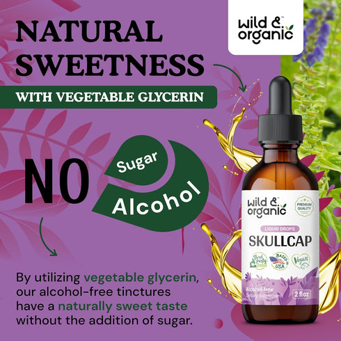 Skullcap Tincture - Natural Calm Supplement w/Organic Skullcap Herb - Skullcap Organic for Brain Relaxation - Alcohol-Free Calm Drops w/Skull Cap ...