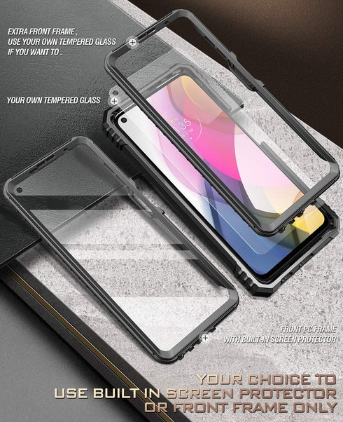Poetic Revolution Series Case for Moto G Stylus (2021), Full-Body Rugged Dual-Layer Shockproof Protective Cover with Kickstand and Built-in-Screen...