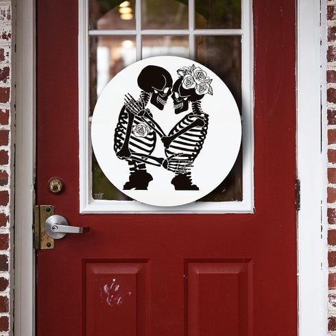 OLYCRAFT 2Pcs 8.6x11 Inch Skeleton Couple Self-Adhesive Silk Screen Printing Stencil Skull Lover Silk Screen Stencil Skull Rose Reusable Mesh Sten...