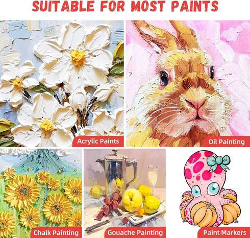 Simetufy 8 Pack Canvas Boards for Painting Multi-Size Paint Canvas Panels Set 4x4, 5x7, 8x10, 9x12, 11x14 Inches Pre-Primed 100% Cotton Blank Canv...
