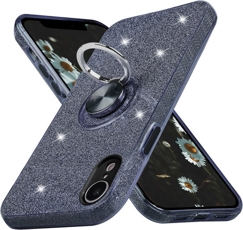 Wisdompro Case for iPhone XR, Cute Glitter Bling Sparkle Protective Case with Ring Kickstand, Women Girls Phone Case for 6.1 Inch Apple iPhone XR ...