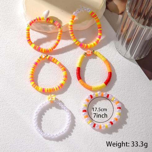 POYAMUSE Hawaiian Colorful Plumeria Flower Beads Strand Bracelet Set for Women Beach Vacation Summer Luau Party...