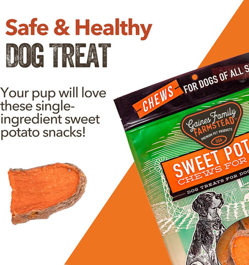 Gaines Family Farmstead Sweet Potato Chews, Dog Treats Made in The USA, High in Fiber, Grain Free, No Preservatives, Vegetarian Alternative to Raw...