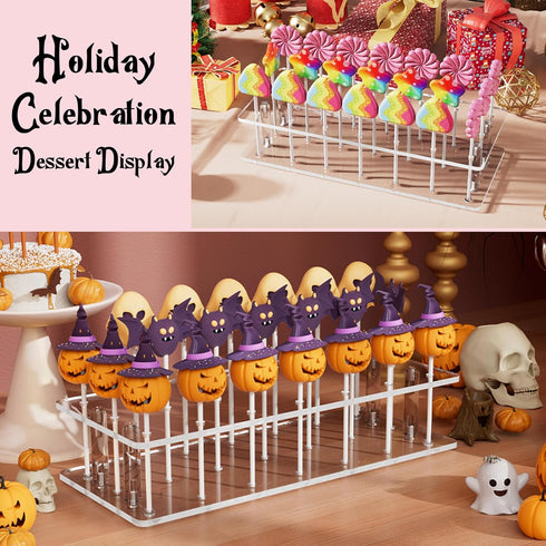 Goabroa Cake Pop Stand, 21 Holes Clear Acrylic Cakepops Display Stand, Transparent Cake pop Holder for Cake pop Sticks Under 0.2 inch (5mm) Diamet...