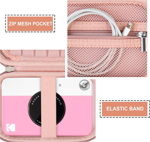 Hard Travel Case for KODAK Printomatic Digital Instant Print Camera, Protective Pouch Cover Carrying Bag with Mesh Pocket for USB Cable, Photo Pap...